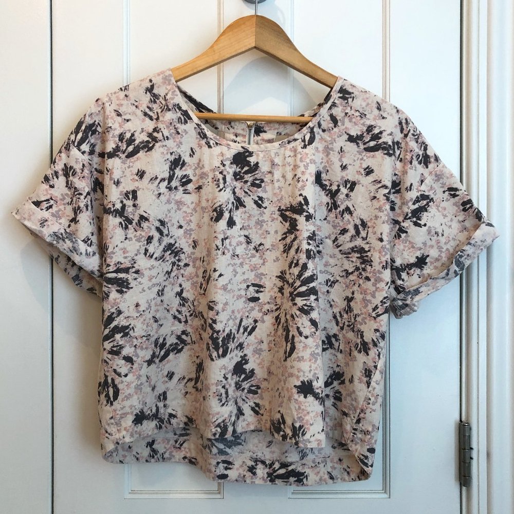 Boxy-fit Tie Dye Print top with Zip Cutout